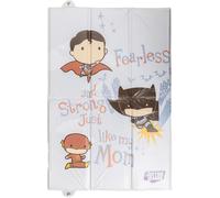 Tataway Table à langer pliable Warner Bros Justice League pour enfants, parfaite pour voyager, peu encombrante, souple et équipée d'une fermeture à bouton, dimensions 61 cm x 39 cm