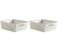 TATAY Bohol Boîte de rangement rectangulaire 12 L en polypropylène sans BPA 100% plastique recy lanc Dimensions 30 x 39 x 13,5 cm (Lot de 2)