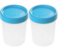TATAY Boite Alimentaire Plastique 0,4L Twist | Couvercle à Vis | Boite Conservation Alimentaire | Micro-ondes, Lave-vaisselle, Frigo, Congélateur | Sans BPA | 8,5x8,5x11,1 cm, Bleu (Lot de 2)