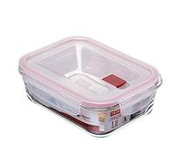 TATAY Boite Alimentaire Verre 1,1 L Cook & Eat | Verre Borosilicate | Couvercle Hermétique à Clips, Valve Vapeur | Micro-ondes, Four, Réfrigérateur, Congélateur | Sans BPA | 15,7x20,7x6,9 cm, Rouge
