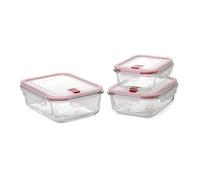 TATAY Boîte Alimentaire Verre Cook & Eat, Valve Vapeur, sans BPA | TATAY Boîte Verre Cook & Eat | Set 3: 1,5 L + 1,1 L + 0,64 L | Verre Borosilicate | Valve Vapeur | sans BPA, Rouge