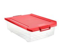 TATAY Boîte de Rangement avec Couvercle 32 L sous Lit, 40 x 57 x 18 cm | TATAY Boîte Rangement 32 L sous | Couvercle à Charnières | Roues Intégrées | Plastique sans BPA | 40 x 57 x 18 cm, Rouge