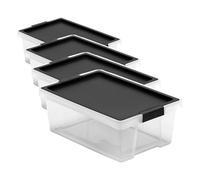 TATAY Boîte de Rangement avec Couvercle, Capacité 7L, avec Poignées, Couvercle en PP Recyclé, Transparent, sans BPA, Noir. Dimensions 25 x 36 x 13 cm, 1157602 (Lot de 4)
