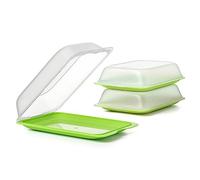 TATAY Boîtes a Charcuterie Fresh | Ensemble de 3 Maxi | Boite a Jambon Conservation Frigo, Empilable | Passe au Congelateur, Micro-ondes et Lave-vaisselles | Sans BPA, 17 x 6,2 x 25,2 cm, Couleur Lima
