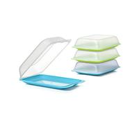 TATAY Boîtes a Charcuterie Fresh | Set de 4 Maxi | Boite a Jambon Conservation Frigo, Empilable | Passe au Congelateur, Micro-ondes et Lave-vaisselles | Sans BPA, 17x6,2x25,2cm, Couleurs Bleu et Lima