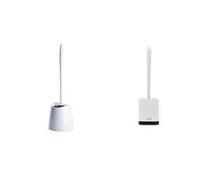 TATAY Brosse de Toilette Standard, Brosse Noire, Couleur Blanche + Brosse de Toilette en Silicone, Flexible, avec Ventilation à séchage Rapide, Brosse Grise.