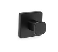 TATAY Colgador Toallero Baño Sin Taladro con Sistema de Fijación 3M | Cómodo y Sin Taladrar | Acabado Mate y Elegante | 100% inoxidable | Resistencia 5 kg | 6 x 4,6 x 6cm - Colección Kalo - Negro