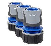 TATAY Connecteur rapide STOP Premium pour tuyaux d'arrosage 3/4" (19mm), Connecteur au raccord Universel, Protection solaire, Installation facile, Gris - Noir (Lot de 3)