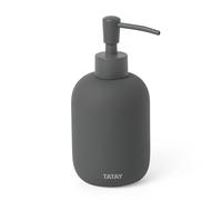 TATAY Distributeur de Savon en céramique Doux, Toucher Doux et Finition Mate, sans BPA, Gris Anthracite. Dimensions : 9,5 x 8 x 17 cm