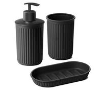 Tatay Ensemble 3 pièces pour comptoir de Salle de Bain (gobelet + Distributeur + Porte-Savon) Baobab, Plastique, sans BPA, Noir