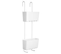 TATAY Etagere Douche Suspendue 2 Niveaux | Anti-humidité et Anticorrosion | Montage Facile Sans Perçage | 100% Inoxydable | Drainage Rapide | Nettoyage Facile | 20 x 13 x 59 cm - Blanc