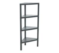 TATAY Etagere Plastique d’Angle 4 Niveaux | Résistante à l’Humidité | Inclut Fixation avec Vis et Compatible Système Quick Fix | Intérieur et Extérieur | Charge Jusqu’à 32kg - Modèle Lombok - Gris