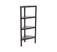TATAY Etagere Plastique d’Angle 4 Niveaux | Résistante à l’Humidité | Inclut Fixation avec Vis et Compatible Système Quick Fix | Intérieur et Extérieur | Charge Jusqu’à 32 kg - Modèle Lombok - Marron