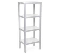 TATAY Etagere Plastique de 4 Niveaux | Résistance à l’Humidité | Inclut Fixation avec Vis et Compatible avec Système Quick Fix | Intérieur et Extérieur | Charge Jusqu’à 40 kg - Modèle Lombok - Blanc