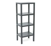 TATAY Etagere Plastique de 4 Niveaux | Résistance à l’Humidité | Inclut Fixation avec Vis et Compatible avec Système Quick Fix | Intérieur et Extérieur | Charge Jusqu’à 40kg - Modèle Lombok - Gris
