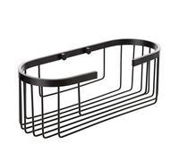 TATAY Etagere Salle de Bain Aluminium Ovale | avec Vis Incluses | Compatible Système sans Perçage | Anti-humidité | Moderne | Évacuation Rapide | 12 x 11,5 x 30 cm - Modèle Aluminium - Noir