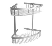 TATAY Etagere Salle de Bain d’Angle Aluminium 2 Niveaux | Avec Vis Incluses | Compatible Système Sans Perçage | Anti-humidité, anticorrosion | Moderne | Évacuation rapide | 22 x 22 x 32cm - Modèle Ice