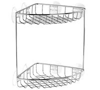 TATAY Étagère Salle de Bain sans Perçage d’Angle 2 Niveaux, 19 x 19 x 26 cm | TATAY Étagère Angle 2 Niveaux | Ventouses + Vis | PP/Acier 100% Inox | Résiste Humidité/Corrosion | Drainage, 19 x 19 x 26 cm