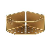 TATAY Etagere Salle de Bain sans Percage d’Angle Aluminium | avec Vis et Système Quick Fix | Anti-humidité | Design Moderne | Évacuation Rapide | 20 x 12 x 20 cm - Modèle Serenity - Or