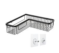 TATAY Etagere Salle de Bain sans Percage d’Angle Rectangulaire | Système de Fixation Inclus (Quick Fix) | Résiste 5 kg | Aluminium 100% Inoxydable | Panier de Douche Organisateur - 30x8,5x30cm - Noir