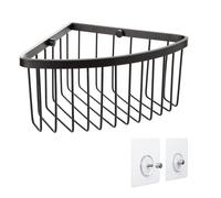 TATAY Etagere Salle de Bain sans Percage d’Angle | Système de Fixation Inclus (Quick Fix) | Résiste jusqu’à 5 kg | Aluminium 100% Inoxydable | Panier de Douche Organisateur - 20 x 11,5 x 20 cm - Noir