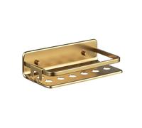 TATAY Etagere Salle de Bain Sans Percage Rectangulaire Aluminium | Avec Vis et Système Quick Fix | Anti-humidité | Design Moderne | Évacuation rapide | 10 x 5,5 x 20 cm - Modèle Serenity - Or