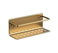TATAY Etagere Salle de Bain Sans Percage Rectangulaire Aluminium | Avec Vis et Système Quick Fix | Anti-humidité | Design Moderne | Évacuation rapide | 12 x 10 x 30 cm - Modèle Serenity - Or