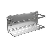 TATAY Etagere Salle de Bain Sans Percage Rectangulaire Aluminium | Avec Vis et Système Quick Fix | Anti-humidité | Design Moderne | Évacuation rapide | 12 x 10 x 30 cm - Modèle Serenity - Argent