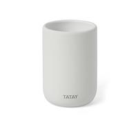 TATAY Gobelet pour Brosse à Dents et Dentifrice Doux, céramique Finition Mate, sans BPA, Blanc, Dimensions 7,4 x 7,4 x 10,5 cm