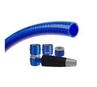 TATAY Kit tuyau d'arrosage Blue Line 25 mèters Ø3/4" 19mm, de 3 couches, Made in Espagne,Résistance 20 bar y -20°/60°, Tressé, sans cadmium ni plomb, sans BPA, anti-UV, Couleur Bleu