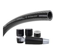 TATAY Kit Tuyau d'Arrosage Premium 15 Mètres Ø5/8" 15mm, 4 Couches | TATAY Kit Tuyau d'Arrosage Premium 15 | 4 Couches | Résiste 39 bar, -20°/60° | sans BPA | Protection Anti-UV, Noir