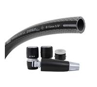 TATAY Kit tuyau d'arrosage Premium 25 mèters Ø5/8" 15mm, de 4 couches, Made in Espagne,Résistance 39 bar y -20°/60°, Tricoté, sans cadmium ni plomb, sans BPA, anti-UV, Couleur Noir