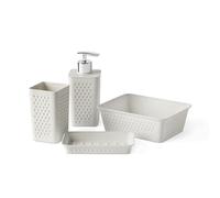 TATAY Lot de 4 Accessoires de Salle de Bain (Tumbler + Distributeur de Savon + Porte-Savon + Organiseur A6) Bohol, polypropylène, sans BPA, Plastique 100% recy lanc