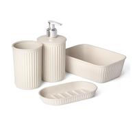 Tatay Lot de 4 Bureaux de Salle de Bain (avec Distributeur de Savon + Porte-Savon + Organisateur A6) Baobab ECOHOME, en polypropylène sans BPA, Plastique 100% recy eige