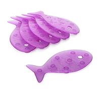 TATAY Lot de 6 Autocollant pour Bagnoire Antiderapant de PVC avec Ventouses, Résistantes aux Moisissures et aux microbes, Antibactériennes, Motif Poisson, Aubergine. Dimensions : 7,5 x 14 cm