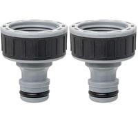 TATAY Nez de Robinet Femelle 3/4" Premium, Connecteur Universel pour Tuyau d'Arrosage, Protection solaire, Installation facile, Gris - Noir (Lot de 2)