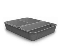 TATAY Organisateur de Tiroir Baobab | Set de 4 : A6 + A5 + A4 + Slim | Paniers et Boîtes de Rangement | Design Élégant Fonctionnel | Ordre Maison et Bureau | Plastique Recyclé sans BPA, Gris