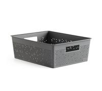 TATAY Panier de Rangement Plastique 12 L Bohol, 30 x 39 x 13,5 cm | TATAY Panier Rangement 12 L Bohol | Ventilation Optimale | Poignées Intégrées | Recyclé sans BPA | 30 x 39 x 13,5 cm, Gris