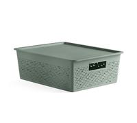 TATAY Panier de Rangement Plastique 12 L Bohol, 30 x 39 x 13,5 cm | TATAY Panier Rangement 12 L Bohol | Ventilation Optimale | Poignées Intégrées | Plastique Recyclé | 30 x 39 x 13,5 cm, Vert