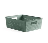 TATAY Panier de Rangement Plastique 12 L Bohol | Boîte Organisatrice | Ventilation Optimale | Système Modulaire Empilable | Poignées Intégrées | Plastique Recyclé Sans BPA | 30×39×13,5 cm, Vert