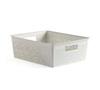TATAY Panier de Rangement Plastique 12 L Bohol | Boîte Organisatrice | Ventilation Optimale | Système Modulaire Empilable | Poignées Intégrées | Plastique Recyclé Sans BPA | 30×39×13,5 cm, Blanc
