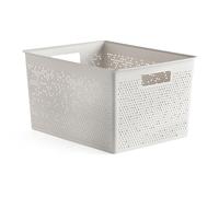 TATAY Panier de Rangement Plastique 20 L Bohol | Boîte Organisatrice | Ventilation Optimale | Système Modulaire Empilable | Poignées Intégrées | Plastique Recyclé Sans BPA | 30×39×21,5 cm, Blanc