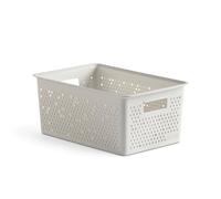 TATAY Panier de Rangement Plastique 4 L Bohol | Boîte Organisatrice | Ventilation Optimale | Système Modulaire Empilable | Poignées Intégrées | Plastique Recyclé Sans BPA | 17,5×27×11,5 cm, Blanc