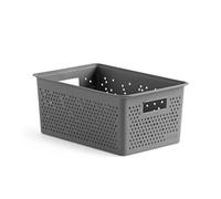 TATAY Panier de Rangement Plastique 4 L Bohol | Boîte Organisatrice | Ventilation Optimale | Système Modulaire Empilable | Poignées Intégrées | Plastique Recyclé Sans BPA | 17,5×27×11,5 cm, Gris
