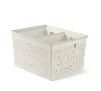 TATAY Paniers de Rangement Bohol, Plastique Recyclé, 30 x 39 x 21,5 cm | TATAY Paniers Rangement Bohol | Set 4 Boîtes | Bonne Ventilation | Système Modulaire Empilable | 30 x 39 x 21,5 cm, Ecohome
