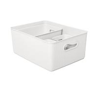 TATAY Paniers et Boîtes de Rangement Baobab | Set de 4 Boîtes Organisatrices | Poignées Intégrées | Design Compact et Polyvalent | Plastique Recyclé Sans BPA | 29,4×38,5×16 cm, Blanc