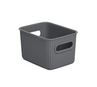 TATAY Paniers et Boîtes de Rangement Baobab | Set de 4 Boîtes Organisatrices | Poignées Intégrées | Design Compact et Polyvalent | Plastique Recyclé Sans BPA | 12.5x16.4x10 cm, Gris