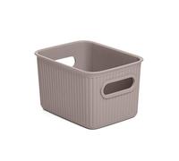 TATAY Paniers et Boîtes de Rangement Plastique 1,5 L Baobab | Boîte Organisatrice | Poignées Intégrées | Design Compact et Polyvalent | Plastique Sans BPA | 12.5x16.4x10 cm, Taupe