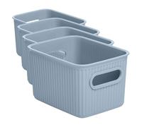 TATAY Paniers et Boîtes de Rangement Plastique 1,5 L Baobab | Boîte Organisatrice | Poignées Intégrées | Design Compact et Polyvalent | Plastique Sans BPA | 12.5x16.4x10 cm, Bleu (Lot de 4)