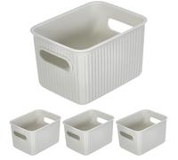 TATAY Paniers et Boîtes de Rangement Plastique 1,5 L Baobab | Boîte Organisatrice | Poignées Intégrées | Design Compact et Polyvalent | Plastique Recyclé Sans BPA | 12.5x16.4x10 cm, Blanc (Lot de 4)